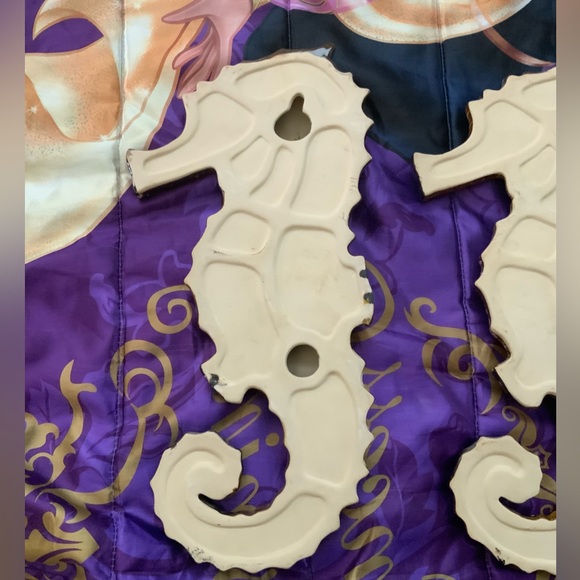Vintage Pair Of Large BIG 18” Art CERAMIC 3D Seahorse nautical Wall Decor ART - Picture 9 of 12